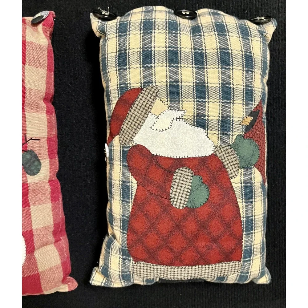 Christmas Plaid Throw Pillows Set 2‎ Snowman Santa Rectangular Country Decor